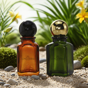 Flacon pulvérisateur de parfum en verre personnalisé de luxe avec logo personnalisable, ambre vert, 30 ml, 100 ml, 50 ml, avec bouchon rond - Product Image 1