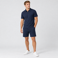 Ensemble polo et short pour homme, bleu marine, OEM, vente en gros, logo personnalisé, marque privée, vêtements de sport décontractés, ensemble deux pièces d'été, commande en gros