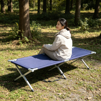 Lit pliant d'urgence pour le camping en plein air avec cadre en aluminium et support de 150 kg pour abri en cas de catastrophe et repos temporaire