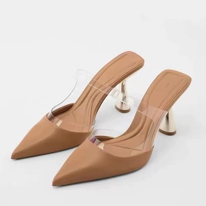 2022 Summer New Women's <b>Shoes</b> Pointed Patch Apricot Light Cut High Heels Apricot - Product Image 1