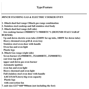 Cuisinière à gaz de 48 pouces avec double four à gaz, cuisinière autonome en acier inoxydable avec grill pour la cuisine domestique et usage commercial - Product Image 5