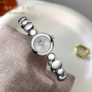 Reloj de Lujo para Mujer, Dorado, Esfera Redonda con Diseño de Rayos de Sol, Números Romanos, Brazalete de Eslabones con Burbujas, Elegante Reloj de Cuarzo - Product Image 3