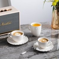 Ensemble tasse et soucoupe en porcelaine blanche pure, vaisselle en céramique pour le thé et le café, décoration de mariage pour événements
