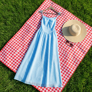 Robe pour <span class=keywords><strong>femme</strong></span> à col en V et manches évasées, respirante, en polyester brodé, pour les saisons printemps, hiver, automne - Product Image 4