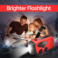 Radio à manivelle solaire 2000 mAh avec lampe de poche AM/FM, radio portable à manivelle pour le camping en extérieur