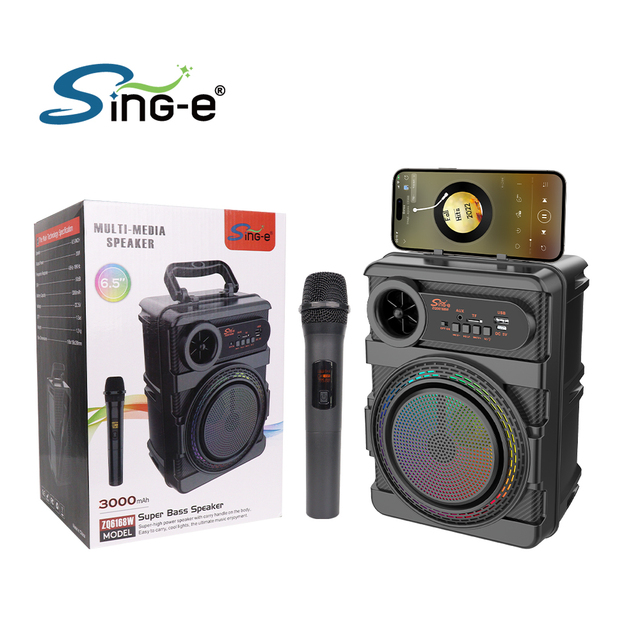 ZQS6168W Furniture Built-in Small Portable Speakers Wireless Karaoke Portable Audio Player School Loa Karaoke with 1 Microphones