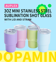 Logo personnalisé couleur 2 oz 2 Oz métal en acier inoxydable vierge sublimation tasse miniature mini gobelet verre à liqueur avec couvercle de paille