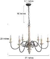 Lustre en bois antique à 8 lumières, fleur d'or, fer, éclairage décoratif