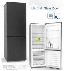 275L Double Door <b>Refrigerator</b> Glass Fridge Black and Wire Shelf Optional Glass Door Fridge - Product Image 2