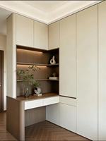 Ensemble de meubles de maison durables - Armoire de chambre à coucher avec portes à panneaux et coiffeuse - Design contemporain, gain de place, assemblage en kit