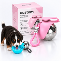 Bouteille d'eau portable 2-en-1 pour chien, 10 oz, en acier inoxydable 304, avec bol surélevé pliable en silicone et couvercle à sangle pour la promenade en extérieur