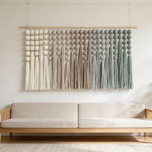 Rideau en macramé fait main en laine, tissé, style bohème, pour <span class=keywords><strong>porte</strong></span>, fenêtre ou mur, idéal pour la décoration de la maison ou des hôtels (vente en gros) - Product Image 3