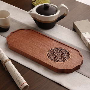 Solid Wood Dry Brewing Stand <b>Small</b> Black Walnut Wood Tea <b>Tray</b> Irregular Shape Office Desktop Use - Product Image 2