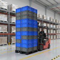 Contenedor de Almacenamiento Industrial Apilable de Plástico Resistente, Antiestático, ESD Seguro, Ahorra Espacio, Duradero, para Logística y Circulación de Mercancías