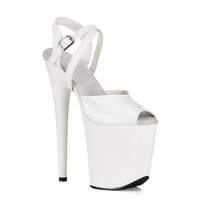 Chaussures de mariage d'été en PVC à talons hauts 20 CM, bout ouvert, longues lanières à la cheville, plateforme épaisse, semelle extérieure en ABS pour femme