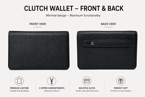 Beena's Unisex Handheld Clutch <b>Wallet</b> Handbag Fashion Tide <b>Zipper</b> Long RFID Blocking Durable Business Casual Multi-function - Product Image 3
