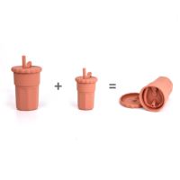 Ensemble de 2 tasses à paille pour nouveau-né, 500 ml + 200 ml, en silicone de qualité alimentaire sans BPA, non toxique, avec poignée personnalisable