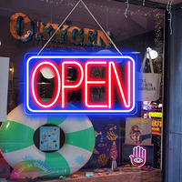 Enseignes lumineuses LED « Open » pour la décoration de vitrines de magasins, personnalisables, étanches IP44 (horizontales)