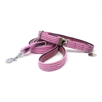 Ensemble collier et laisse pour chien en tissu tricoté OEM, rembourré et doux, kit de promenade pour animaux de compagnie, collier réglable avec mousqueton métallique pour usage quotidien