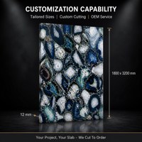 Pierre agate bleue frittée ultra-mince 6/9 mm, 3 motifs continus, finition brillante, ODM/OEM, garantie 5+ ans
