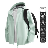 Veste softshell à capuche pour homme, légère, fermeture éclair intégrale, poches zippées, capuche réglable avec cordon de serrage, veste décontractée pour les voyages en plein air