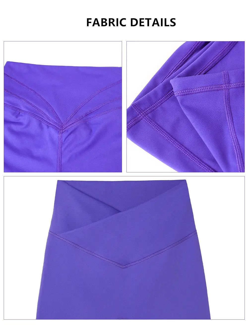 Abbigliamento sportivo da donna pantaloncini da allenamento estivi da XXL con vita incrociata a coste anteriori in Nylon Spandex solido che corre in bicicletta Yoga