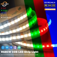 Bande lumineuse LED COB RGBCCT intelligente 24V 960 LED, sans fil, à intensité variable, blanc réglable, ruban flexible pour salon, CE RoHS