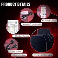 Tapis de sol de voiture universels à fibres optiques LED Starlight, 7 couleurs, imperméables, antidérapants, classés IP68, avec télécommande et variateur d'intensité