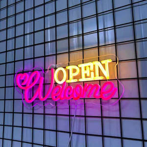 Enseigne murale personnalisée pour vitrine de magasin - Design d'enseigne au néon LED OPEN WELCOME - Product Image 3