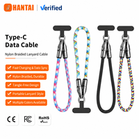 Câble USB Type-C universel avec cordon tressé en nylon, charge rapide 3A, certifié CE, attache de sécurité mains libres