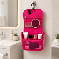 Pochette cosmétique à fermeture éclair en tissu teint sur mesure avec logo, écologique, à rayures, avec poignée souple, pour voyage, GWP