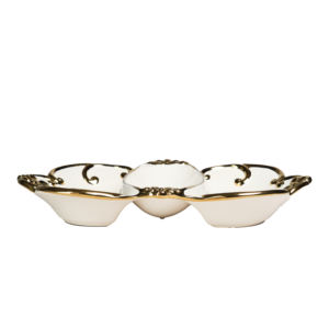 Plateau à fruits en céramique divisé avec <span class=keywords><strong>3</strong></span> <span class=keywords><strong>compartiments</strong></span> pour bonbons, noix, dessert, décoration de fête de mariage - Product Image 6