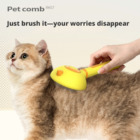 Brosse autonettoyante pour animaux de compagnie, pour chats et chiens, peigne de toilettage à 244 picots avec dents courbes en acier inoxydable et bouton poussoir