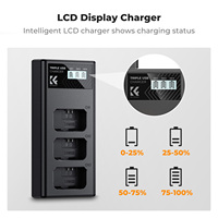 Pengisi Daya K&F Concept NP-FW50 3-Slot untuk Baterai ZV-E10 dengan Layar LCD untuk Sony A6000 A6500 A6300 A6400 A7 A7II A7RII