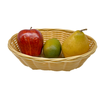 Stevige ovale holle PP draadmand met gladde, afgeknipte randen, ideaal als keukenorganizer voor fruit, brood, snacks en presentatie.