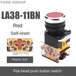 Interrupteur à bouton-poussoir YHBS-38-11BN 22mm, anneau lumineux, IP65, 24V, autobloquant, point argenté, 1NO1NC, 5A, ABS, bouton d'urgence - Product Image 4