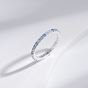 OEM plata 925 <b>sterling</b> <b>Silver</b> Turquoise women <b>Ring</b> Minimalist Style <b>stacking</b> Everyday Wear natural stone sapphire finger <b>rings</b> - Product Image 4