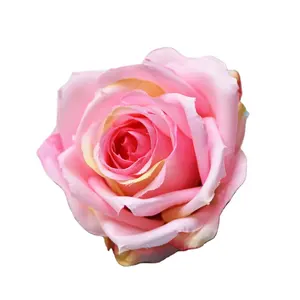 Wholesale 9cm Silk Material Large Artificial Flower Heads pink Rose Flower for Wedding Decoration Customized Color