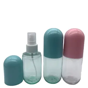 Cute Pill Capsule Shaped 40ml 60ml 120ml 150ml 300ml Plastic Spray Bottle for Skincare Toner Moisturizer Water Packaging