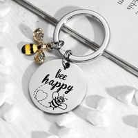 2022 nouvelles femmes heureux en acier inoxydable porte-clés abeille enseignant appréciation métal porte-clés cadeaux de fête des enseignants