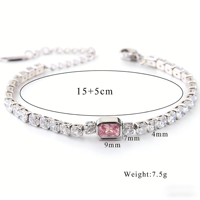 Bracelet en acier inoxydable plaqué or 18 carats avec chaîne tennis géométrique en zircon brillant de haute qualité pour femme, idéal pour un anniversaire (collection 2026)