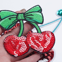 Patchs de cerises à sequins de haute qualité avec nœud et feuille, thermocollants/à coudre, pour la décoration de vêtements, sacs à dos et chapeaux DIY style Y2K girly
