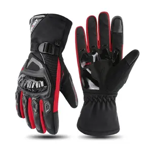 冬季防水保暖摩托车手套，带硬指节保护触摸屏手套，适合冬季骑行