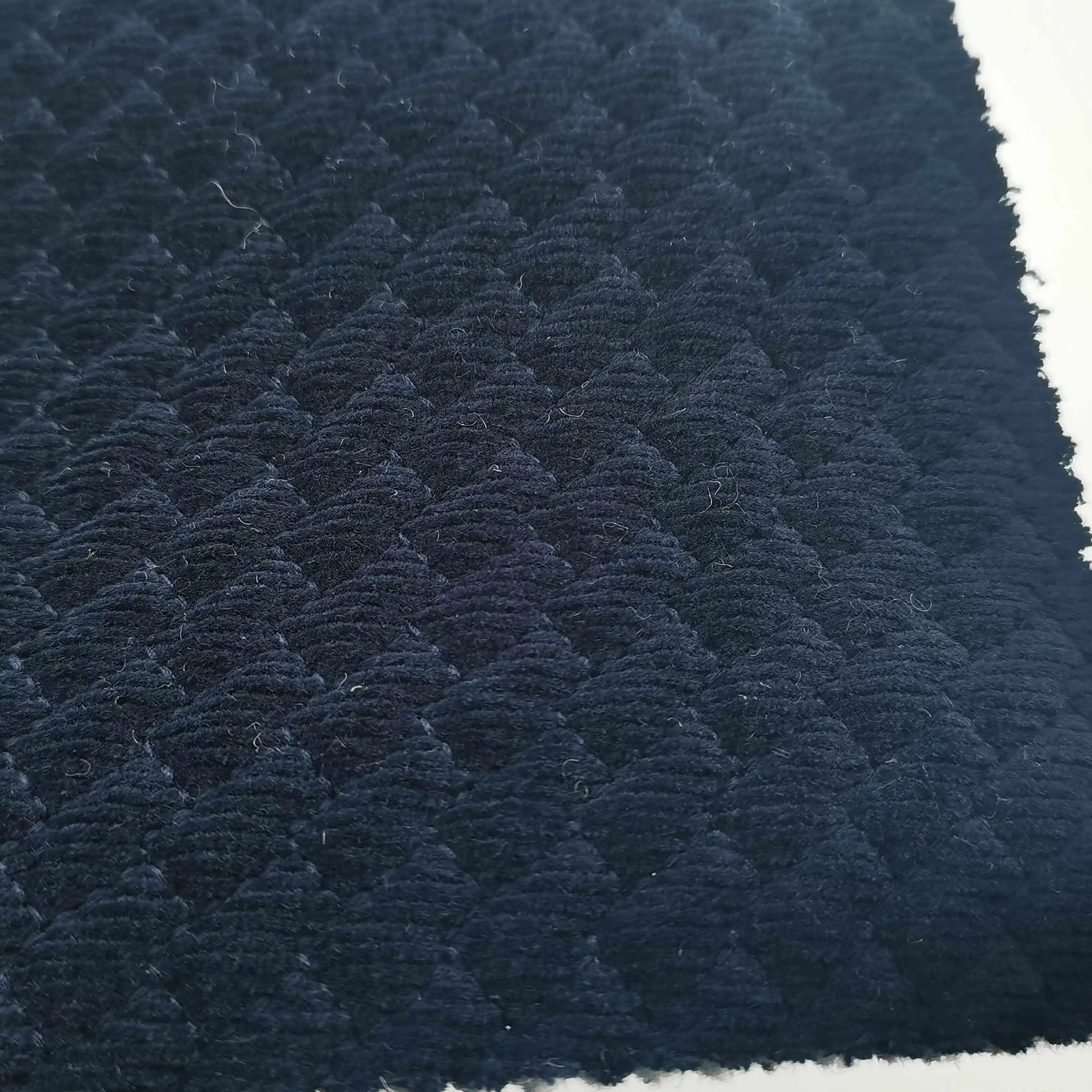 Dua sisi 21w katun corduroy dengan spandeks pola berlapis bersama-sama dengan bantalan 100g dan kain rajut untuk kasur kursi