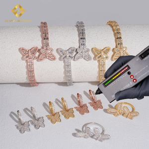 Ensemble de bijoux papillon certifié GRA pour femmes, bague, bracelet serti de diamants, argent 925, moissanite VVS, bracelet, bague et boucles d'oreilles - Product Image 2