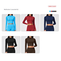 Vêtements de yoga de haute qualité sans coutures, fabricant de vestes à col montant avec fermeture éclair et trous pour les pouces, ensembles de yoga simples à séchage rapide pour femmes