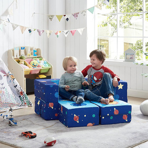 Canapé pliable pour enfants, thème spatial bleu, siège de jeu pour tout-petits et enfants de 3 ans et plus - Product Image 1