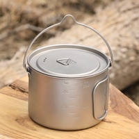 Vaisselle de camping Batterie de cuisine en titane Chaudron de tourisme Pot de cuisson extérieur Pique-nique Cuisine Randonnée Trekking