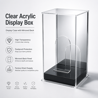 Vitrine en acrylique transparente avec base noire en forme de cube pour fleurs, trophées, objets de collection, figurines, boîte en acrylique