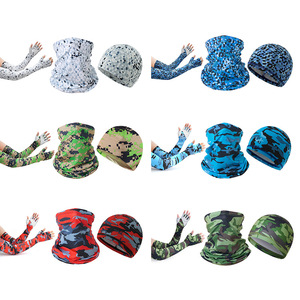 Summer Outdoor Cycling Cap Face Mask Ice Silk Half Finger Sleeves Camouflage Sun Protection Unisex Adult - Product Image 4